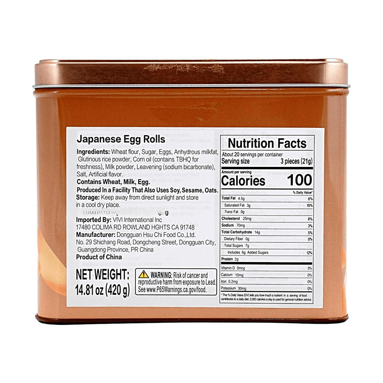 "徐福记 原味蛋卷 罐装 420g (14.8oz) HSU FU CHI Japanese Style Egg Rolls"	06/10/2026